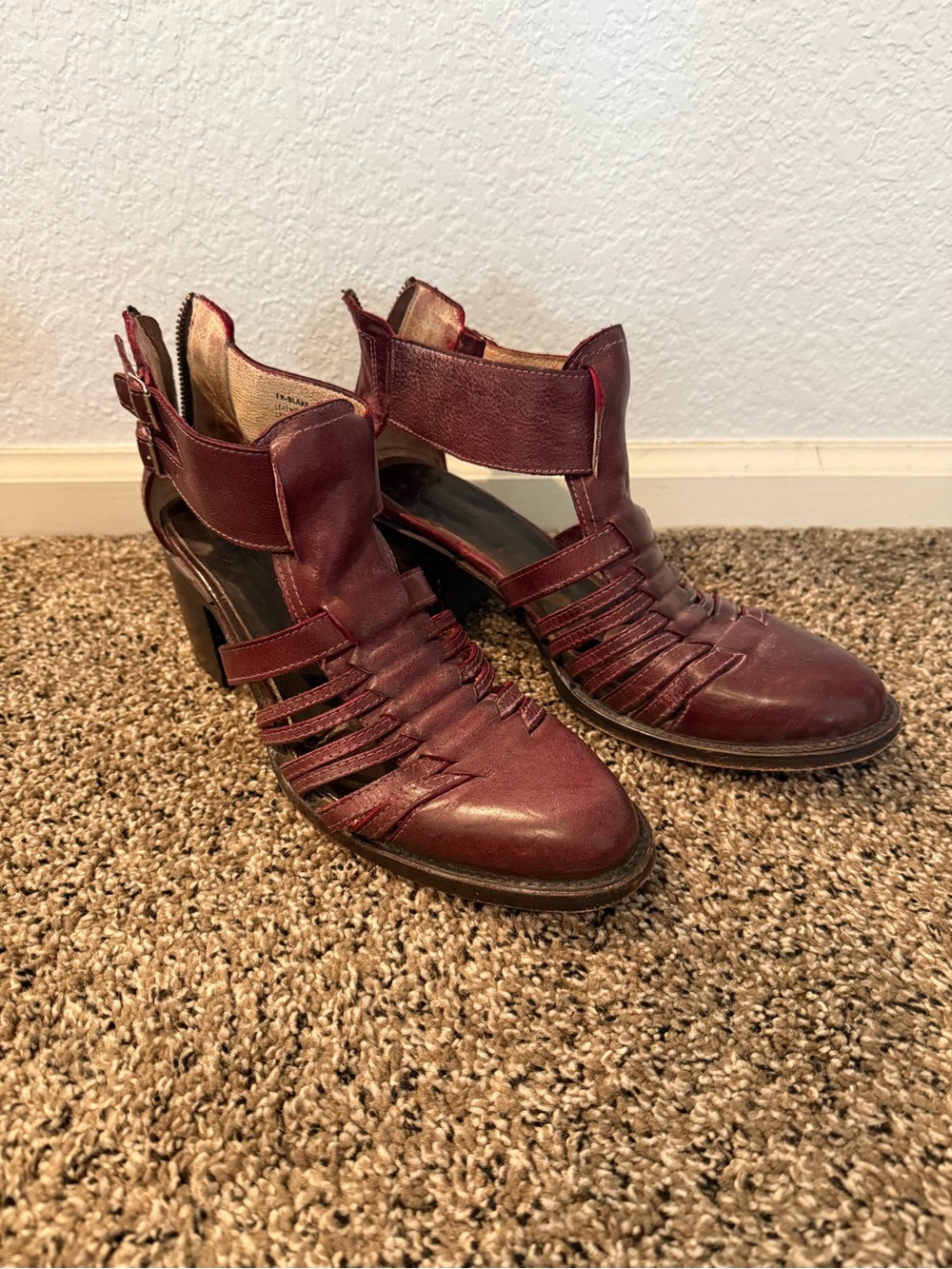 Freebird by Steven Custom Dyed Burgundy Strappy Ankle Booties